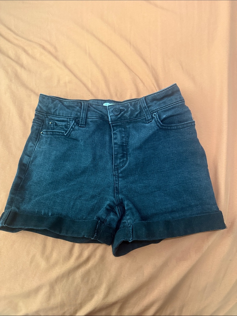 Time and Tru Dark Indigo Cuffed Denim Shorts